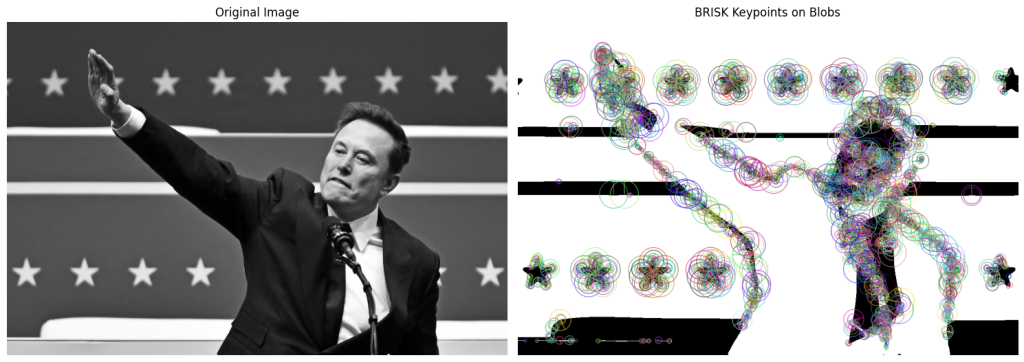 BRISK with Image Blobs Feature Extraction Methods on Elon Musk Mazi Salute